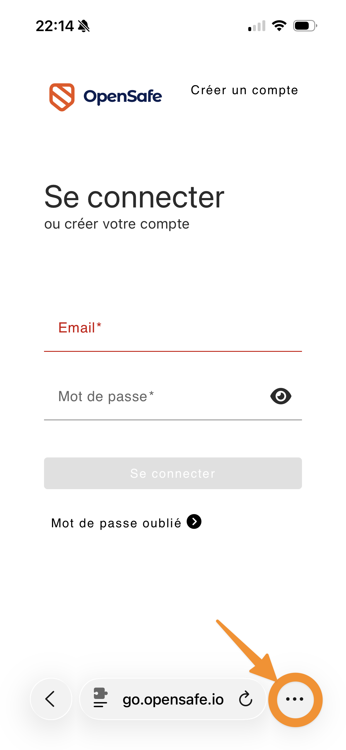 Bouton partager Safari iOS